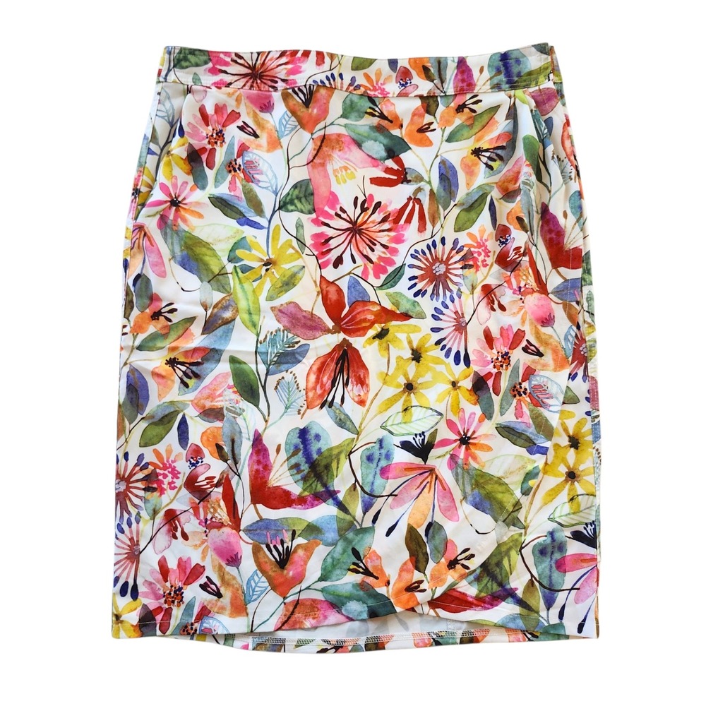 RipSkirt Hawaii Length 3 Nice Shins Bold Multicolor Floral Wrap Skirt XL